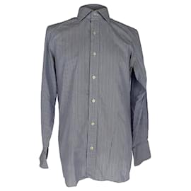 Camicia a righe con bottoni Tom Ford in cotone blu