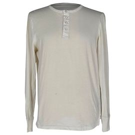 Maglietta Henley a maniche lunghe Tom Ford in cotone bianco
