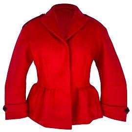 Burberry Peplum Mantel aus roter Virgin Wool