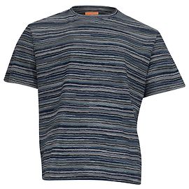 Missoni Gestreiftes Rundhals-T-Shirt aus blauer Baumwolle