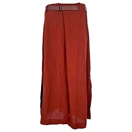 Falda midi Max Mara con cinturón en lana naranja óxido