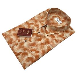 Autre Marque Camisa de manga corta Ingram 90s Vintage para hombre, estampado abstracto terracota, Talla 46/18.5