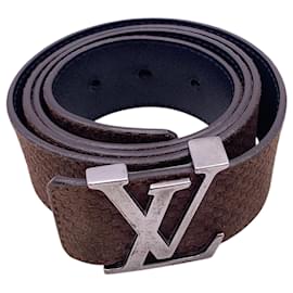 Louis Vuitton Gürtel Mini Damier Suede LV Initiales Braun Größe 95