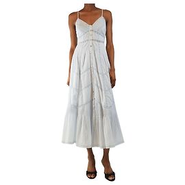 Autre Marque Vestido de verano de algodón con ribete de encaje azul claro - talla XXS