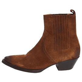 Saint Laurent Botines western de ante marrón - talla UK 7