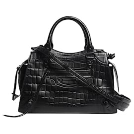 Sac neo city en cuir embossé crocodile noir - Balenciaga