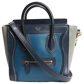 Céline Borsa Tote Nano Luggage tricolore blu