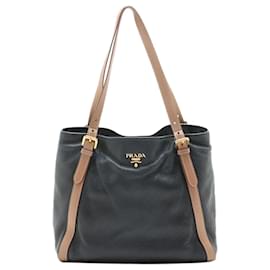 Navy Vitello Daino Leder Tote Bag - Prada