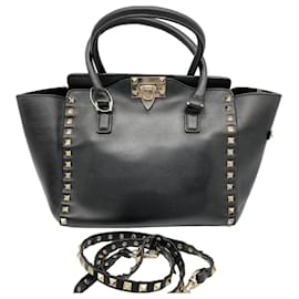 Black Rockstud Leder-Tote-Bag - Valentino