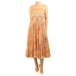 Robe midi à fleurs froncée pêche - taille UK 10 - Zimmermann
