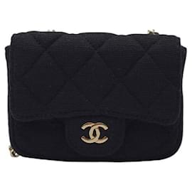 Chanel Mini Borsa a Catena Nera con Hardware Dorato