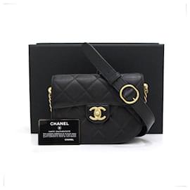 Chanel Mini borsa a tracolla mezza luna con catena dorata in nero