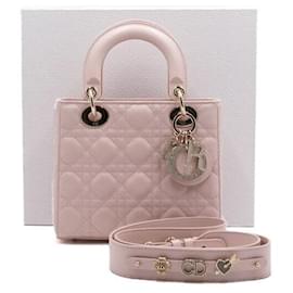Dior Borsa Tote e Borsa a Spalla Lady Small MY ABC in agnello Canage rosa con cristalli e toni dorati