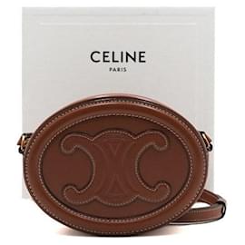 Tan Kuir Oval Triope Schultertasche und Umhängetasche - Céline
