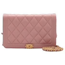Chanel Borsa WOC Boy in Caviar Rosa con Catena Dorata, Borsa a Spalla e a Tracolla