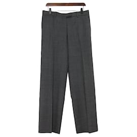 Miu Miu Pantalones de cintura baja en lana a cuadros gris