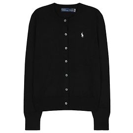 Ralph Lauren Strickjacke für Damen mit Pony-Logo-Stickerei, Schwarz