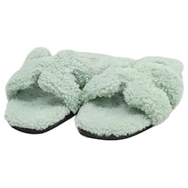 Sandalo Ciabatta Oran in Shearling Mint - Hermès
