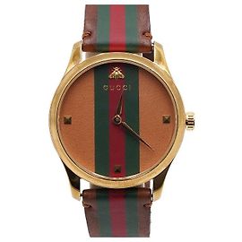 Gucci Orologio da uomo G-Timeless Three Stripe Bee Logo Quarzo Cinturino in pelle