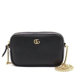 Gucci Mini bolso bandolera GG Marmont negro con cadena dorada