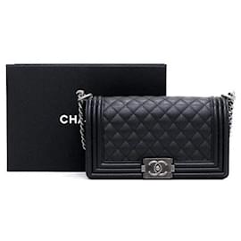 Borsa a Spalla Boy Caviar Medium Flap Silver Chain - Chanel