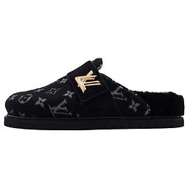 Louis Vuitton Zoccoli Flat Comfort in Shearling Mules Pantofole Donna Nero