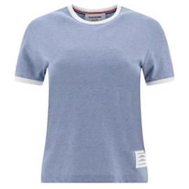 Ringer Jersey T-Shirt mit RWB-Besatz an der Seite - Thom Browne