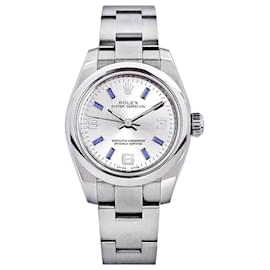 Oyster Perpetual Silver Arabic Blue - Rolex