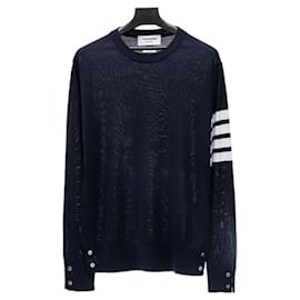 Klassischer Rundhals-Pullover aus Merinowolle-Strick - Thom Browne