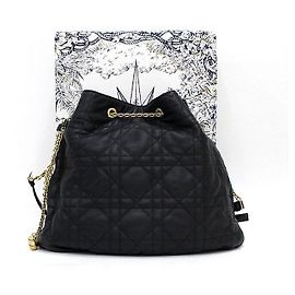Dior Borsa a tracolla Black Cannage Amie Large con catena dorata
