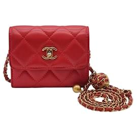 Chanel Kartenetui mit goldener Kugelkette