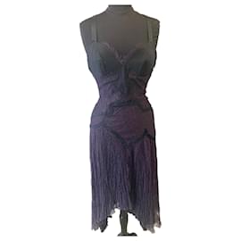 Versace Vestido largo de encaje violeta F/W 2003