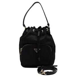 Borsa Bucket e Borsa a Spalla Crossbody Bella Gold Metal Tessuto nera - Prada