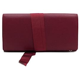 Cartier Clutch Multifunzione in Pelle di Vitello Rossa con Doppia Patta