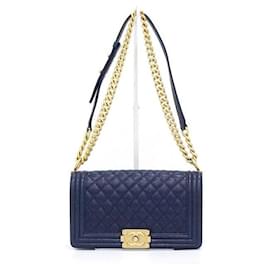 Borsa a tracolla Navy Boy Caviar Medium Flap Gold Chain - Chanel