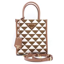Mini borsa tote e borsa a tracolla in tessuto ricamato Symbol - Prada