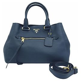Prada Borsa Tote in pelle granulata Vitello Daino, Borsa a tracolla, Borsa crossbody