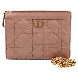 Dior Borsa a tracolla Pochette Karo Cannage con zip, catena dorata e crossbody