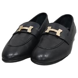 Mocassino nero con dettagli argentati - Hermès