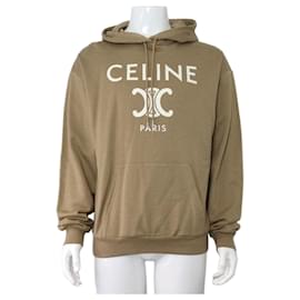 Brauner Kapuzenpullover aus Baumwoll-Kaschmir-Mischung Herren T-Shirt - Céline