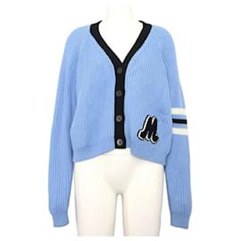 Kurzer Wollstrickjacke mit Logo - Miu Miu