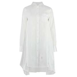 Vestido camisero de popelina lisa con pliegues en la espalda - Thom Browne
