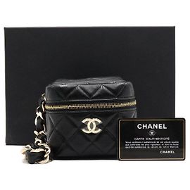 Chanel Clutch con tracolla a catena CC Oro e Nero