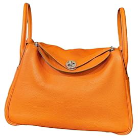 Borsa Hermès Lindy 30 in pelle Taurillon Clemence Arancione