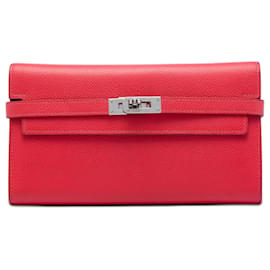 Hermès Kelly Longue Portemonnaie aus Epsom Mysore Rot