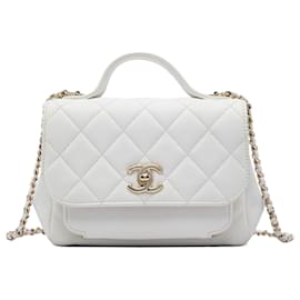 Chanel White Small Quilted Caviar Business Affinity Top Handle Flap