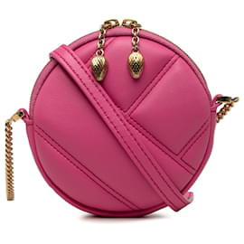 Bulgari Borsa a tracolla Serpenti Cabochon rotonda in pelle rosa Bvlgari