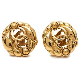 Orecchini a cerchio Chanel Gold CC placcati in oro