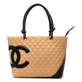 Tote Chanel Beige Large Quilted Lambskin Cambon Ligne