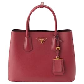 Prada Red Medium Saffiano Cuir Double Satchel